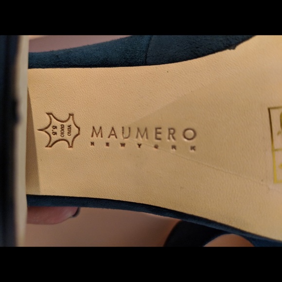 Maumero New York Hayley Dark Blue Suede Heels - Picture 6 of 8